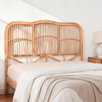 Artiss Bed Headboard Queen Bedhead Rattan - NERO Pine.