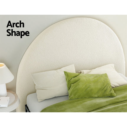 Artiss Bed Head Headboard Bed Frame Queen Boucle - GREI White.