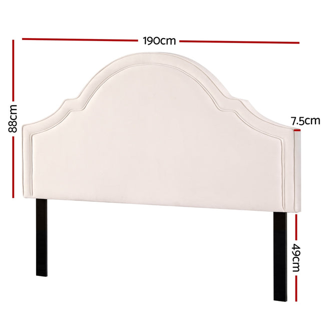 Artiss Bed Frame Bed Head Headboard King Velvet IRIS Beige.