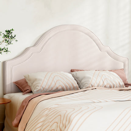 Artiss Bed Frame Bed Head Headboard King Velvet IRIS Beige.