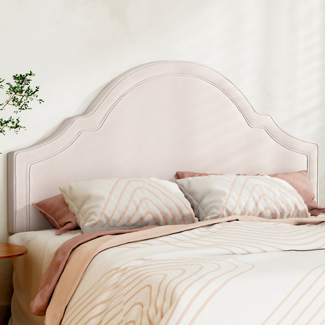 Artiss Bed Frame Bed Head Headboard King Velvet IRIS Beige.