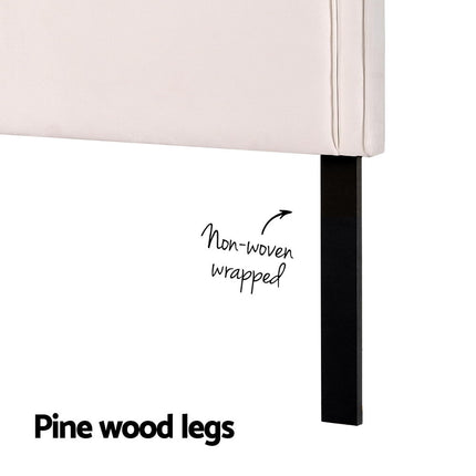Artiss Bed Frame Bed Head Headboard King Velvet IRIS Beige.