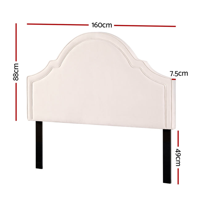 Artiss Bed Frame Bed Head Headboard Queen Velvet IRIS Beige.