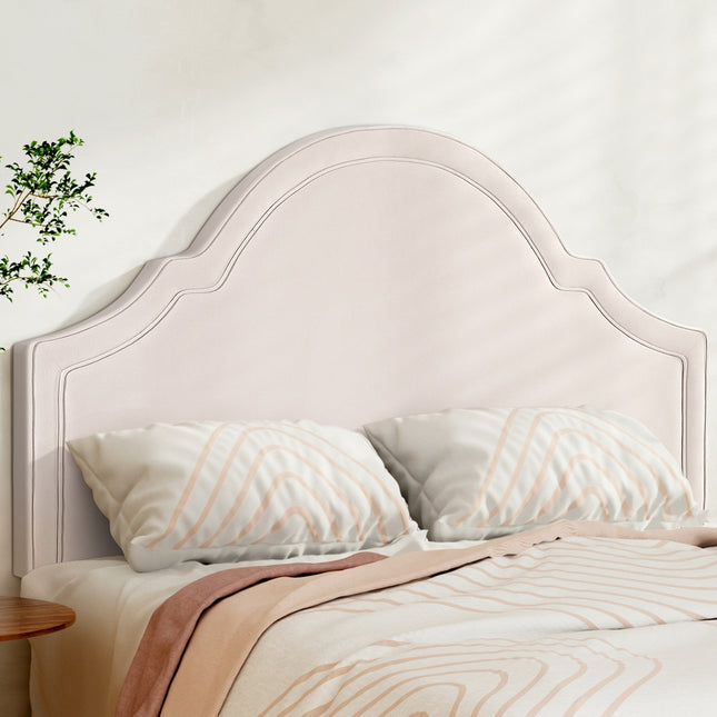 Artiss Bed Frame Bed Head Headboard Queen Velvet IRIS Beige.