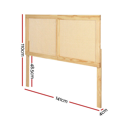 Artiss Bed Head Headboard Double Rattan - RIBO Pine.