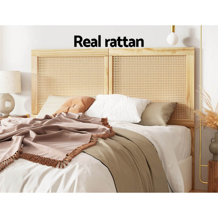 Artiss Bed Head Headboard Double Rattan - RIBO Pine.