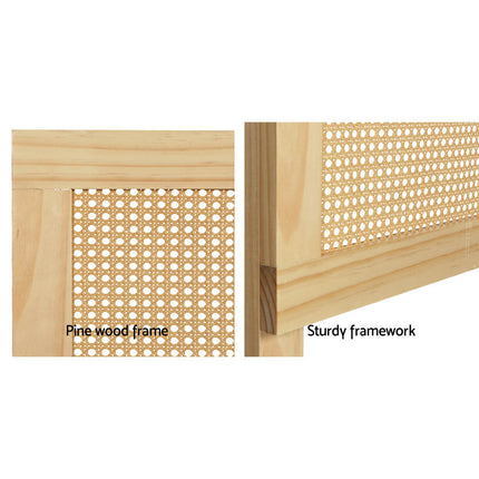 Artiss Bed Head Headboard Double Rattan - RIBO Pine.