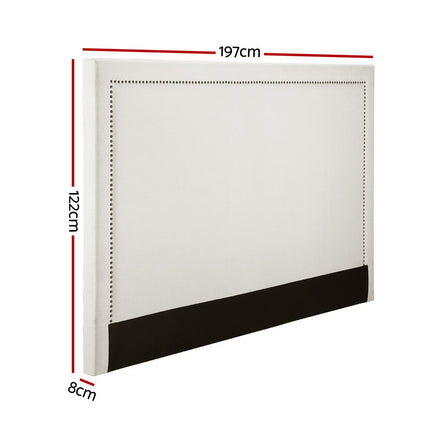Artiss Bed Frame Bed Head Headboard Queen Fabric - RIVE Beige.
