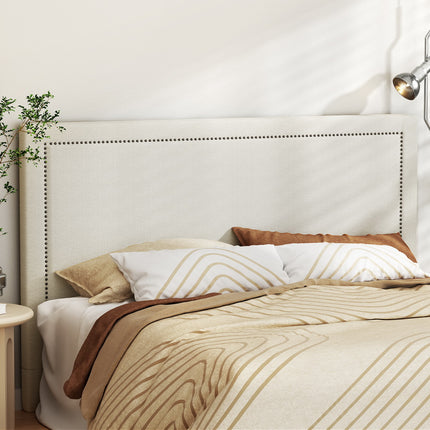 Artiss Bed Frame Bed Head Headboard Queen Fabric - RIVE Beige.