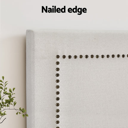 Artiss Bed Frame Bed Head Headboard Queen Fabric - RIVE Beige.
