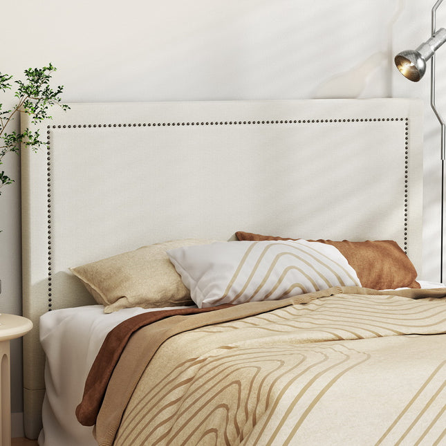 Artiss Bed Frame Bed Head Headboard Queen Fabric - RIVE Beige.