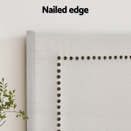 Artiss Bed Frame Bed Head Headboard Queen Fabric - RIVE Beige.