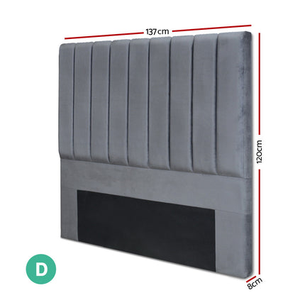 Artiss Bed Head Headboard Double Velvet - VELA Grey.