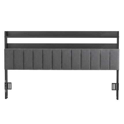 Artiss King Headboard Charging Station Storage LED Light Grey Upholstered
