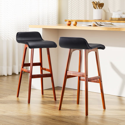 Artiss 2x Bar Stools Wooden Stool Black.