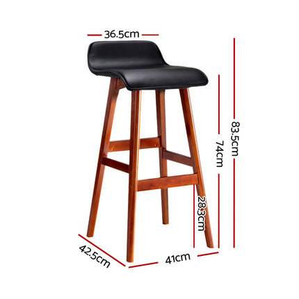 Artiss 2x Bar Stools Wooden Stool Black.