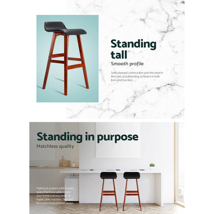 Artiss 2x Bar Stools Wooden Stool Black.