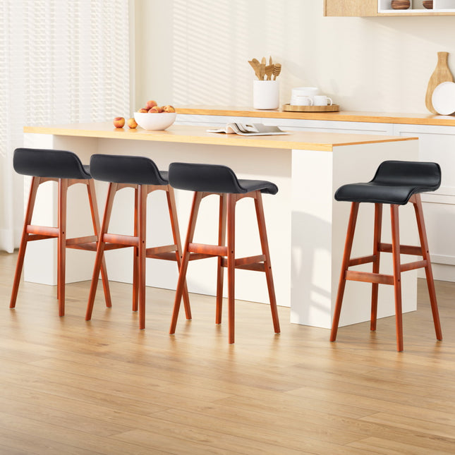 Artiss 4x Bar Stools Wooden Stool Black.