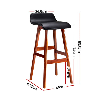 Artiss 4x Bar Stools Wooden Stool Black.