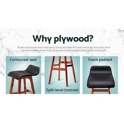 Artiss 4x Bar Stools Wooden Stool Black.