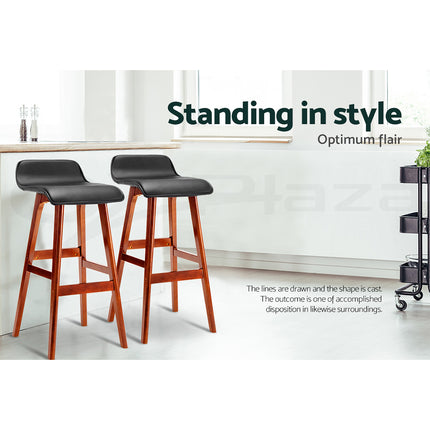 Artiss 4x Bar Stools Wooden Stool Black.