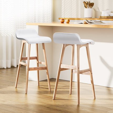 Artiss 2x Bar Stools Wooden Stool White.