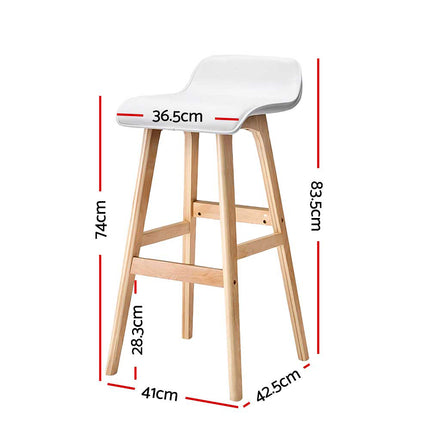 Artiss 2x Bar Stools Wooden Stool White.