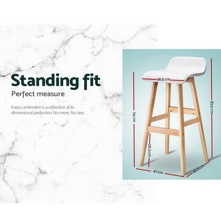 Artiss 2x Bar Stools Wooden Stool White.