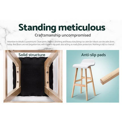 Artiss 2x Bar Stools Wooden Stool White.