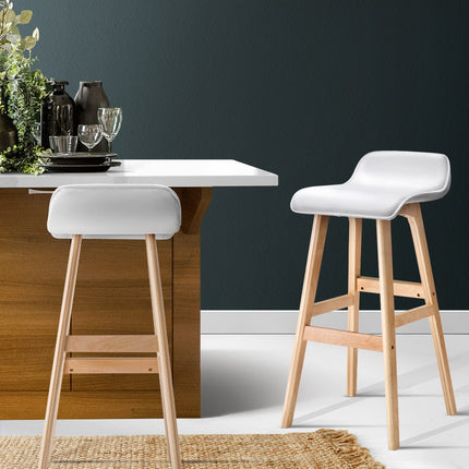 Artiss 2x Bar Stools Wooden Stool White.