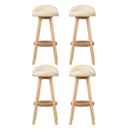 Artiss 4x Bar Stools Padded Leather Wooden Beige.