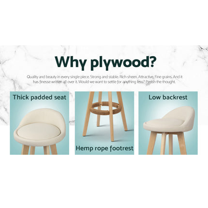 Artiss 4x Bar Stools Padded Leather Wooden Beige.