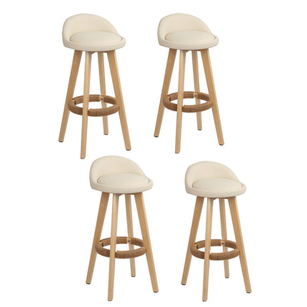 Artiss 4x Bar Stools Padded Leather Wooden Beige.