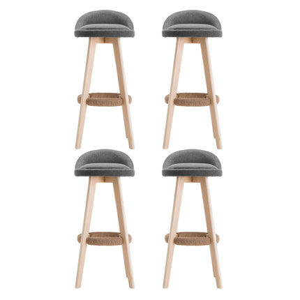 Artiss 4x Bar Stools Padded Linen Wooden Grey.