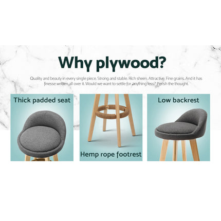 Artiss 4x Bar Stools Padded Linen Wooden Grey.