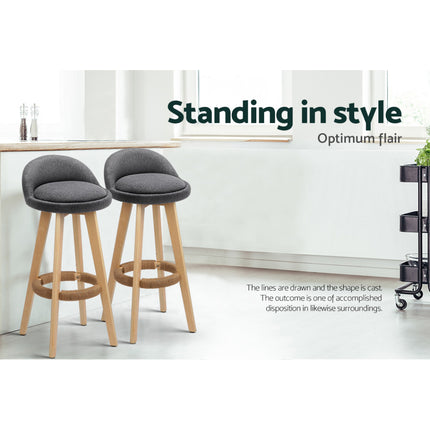 Artiss 4x Bar Stools Padded Linen Wooden Grey.