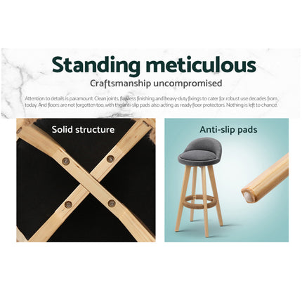 Artiss 4x Bar Stools Padded Linen Wooden Grey.