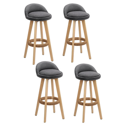 Artiss 4x Bar Stools Padded Linen Wooden Grey.