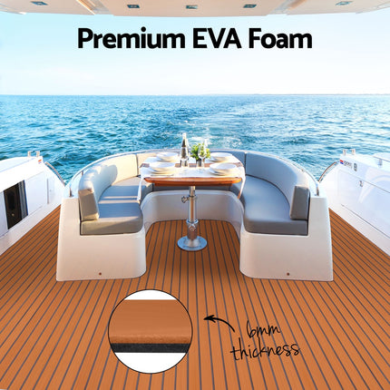 Seamanship EVA Foam Boat Flooring Mat Decking Sheet 240x90x0.6cm Dark Brown.