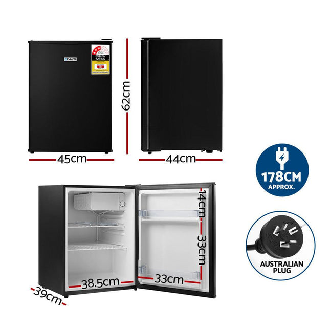 Devanti 70L Bar Fridge Black.