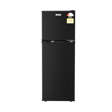 Devanti 122L Two Door Bar Fridge Mini Fridge with Freezer Black.