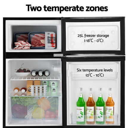 Devanti 85L Bar Fridge Mini Freezer Refrigerator Black.