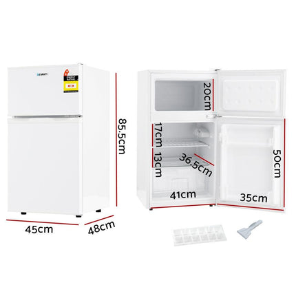Devanti 85L Bar Fridge Mini Freezer Refrigerator White.