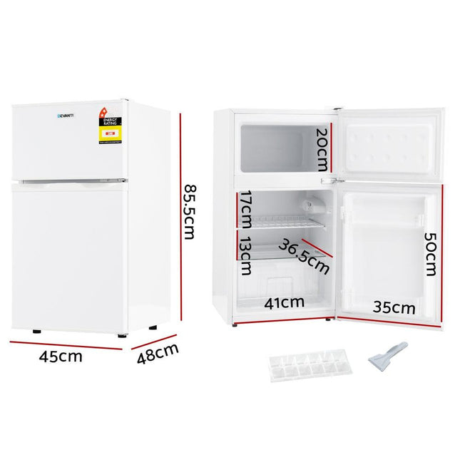 Devanti 85L Bar Fridge Mini Freezer Refrigerator White.