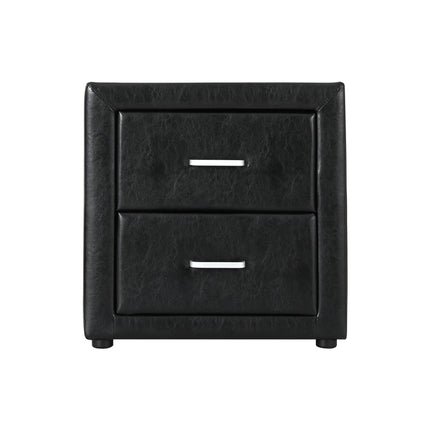 Artiss Bedside Table 2 Drawers Side Table Leather - CADEN Black.