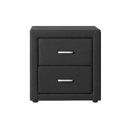 Artiss Bedside Table 2 Drawers Fabric - CADEN Charcoal.