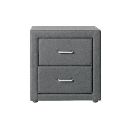 Artiss Bedside Table 2 Drawers Fabric - CADEN Grey.