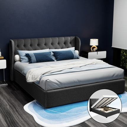 Artiss Bed Frame King Size Gas Lift Charcoal ISSA.
