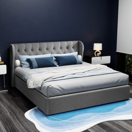 Artiss Bed Frame King Size Gas Lift Grey ISSA.