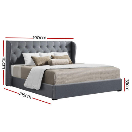 Artiss Bed Frame King Size Gas Lift Grey ISSA.
